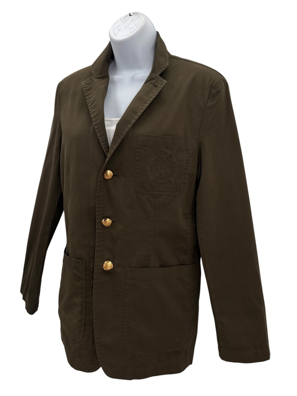 Lauren Ralph Lauren Olive Green 100% Cotton Blazer Jacket Sz.M - Picture 8 of 8